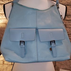 MAXX NEW YORK Turquoise Blue Leather Handbag